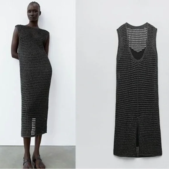 Zara knit dress with metallic thread
